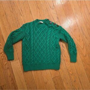 Sezane 100% Merino Wool Green Cableknit James Jumper Sweater Size XS